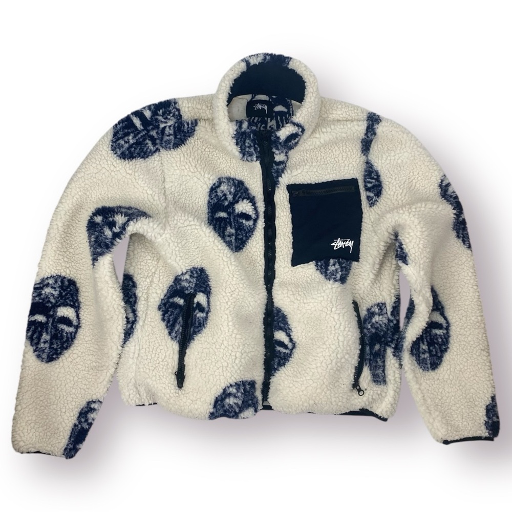 Stussy Fleece Sherpa Mask Zip Up Jacket Size Small